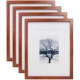 thumbnail image 1 of AmPm 11x14 Picture Frames 4 Pack Display Pictures 5x7/8x10 with Mat or 11x14 Without Mat Made of Solid Wood Covered by Plexiglass for Table Top Display and Wall Mounting Photo Frame, Light Brown, 1 of 6