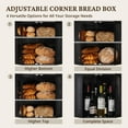 thumbnail image 4 of Double Layer Corner Bread Box for Kitchen Counter with Height-adjustable Partition, Black Bamboo Wooden Bread Box for Multiple Loaves, Modern Breadbox for Kitchen Countertop -Large, 4 of 7