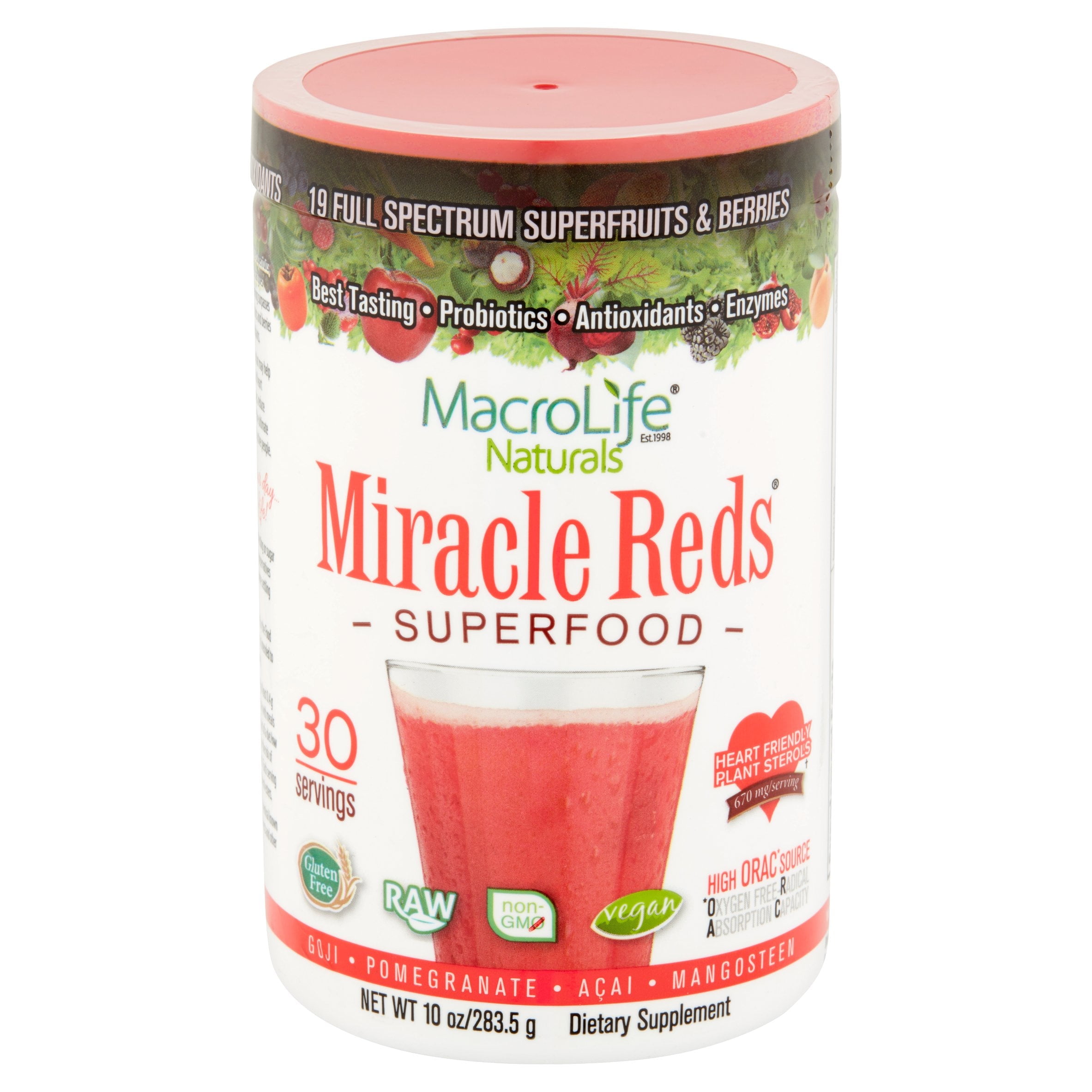 Macrolife Naturals Miracle Reds Superfood Powder, 30 Servings, 10.0 oz