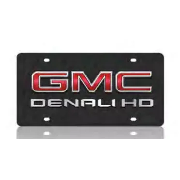Stealth Black Premium Carbon Steel License Plate with 3D GMC Denali HD Emblem