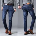 thumbnail image 3 of Jeans Longs Stretch Style Automne Hiver Hommes Jeans Coupe Droite Homme Moyen-Ag, 3 of 6