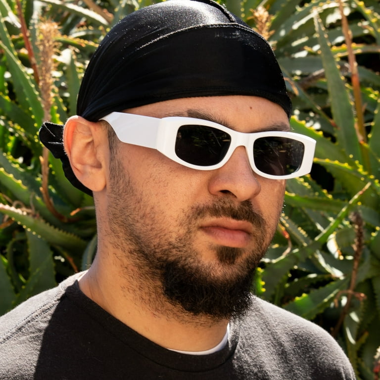 Cool White Thick Square Frame Designer Trendy Black Tint Lens