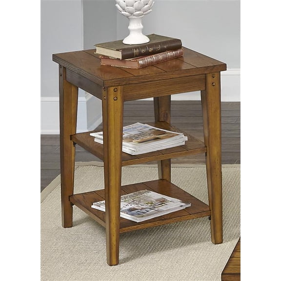 Lake House Medium Brown Tiered Table