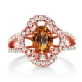 thumbnail image 2 of Gem Stone King 1.87 Ct Oval Ecstasy Mystic Topaz 18K Rose Gold Plated Silver Ring (Size 5), 2 of 4