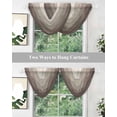 thumbnail image 4 of Brown Beige Ombre Sheer Waterfall Valance Curtains for Window, Farmhouse Vintage Wooden Striped Rod Pocket Sheer Topper Swag Curtains for Living Room, Kitchen 38.5"W x 47.2"L, 1 Panel, 4 of 7