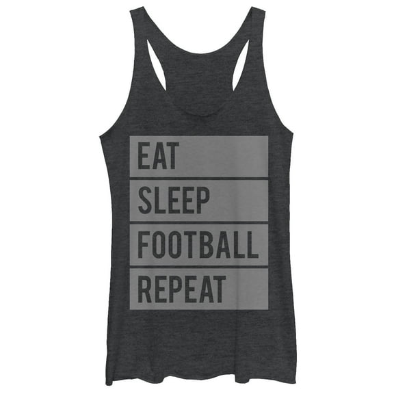 Women's CHIN UP Eat Sleep Football Repeat  Racerback Tank Top Black Heather Large
