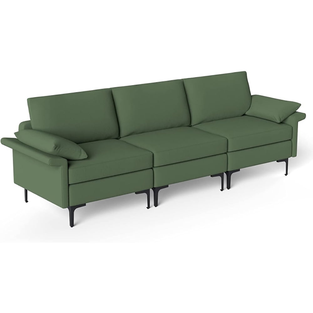 Finihen Sectional Sofa Couch, 3-Seat Sofa, Large 3-Seat Sofa Sectional with Metal Legs for 3-4 people, for Living Room, Bedroom, Army Green Finihen Sectional Sofa Couch, 3-Seat Sofa, Large 3-Seat Sofa Sectional with Metal Legs for 3-4 people, for Living Room, Bedroom, Army Green