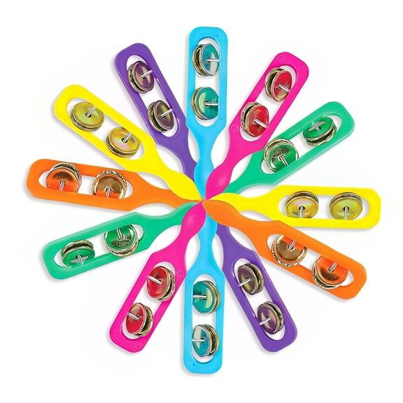 ArtCreativity 12-pack Kids Handheld Cymbals, Multicolor Rattle Musical Instruments, Party Noisemakers, Goodie Bag Fillers