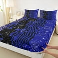 thumbnail image 3 of Feelyou Princess Blue Ribbon Twin Sheet Sets for Kids, Fashion Bowknot Bow-tie Twin Fitted Sheet, Leopard Cheetah Print Flat Sheet, Lightweight Room Decor, 3 Pieces, 3 of 7