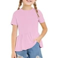 thumbnail image 2 of Gamivast Orders Placed My Account Recently Girls Short Sleeve Tops Casual Crewneck T Shirts Kids Solid Color Tunic Tees Blouses Size 4-15 Years Pink My Orders Placed Recently by Me Delivery Status, 2 of 8