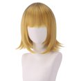 thumbnail image 1 of Peluca corta para cosplay, marrón degradado, amarillo, con flequillo, 38 cm, 1 of 3