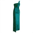 thumbnail image 5 of BiZtdJrK Women's Elegant Sequin Prom Dresses Sexy One Shoulder Formal Dress Sparkly Glitter Cocktail Mermaid Dresses Evening Party Dresses with High Slit Back to School Sales Green M, 5 of 7