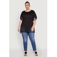 thumbnail image 3 of Womens Plus Size Fringe Sleeve Hem Tee, 3 of 5