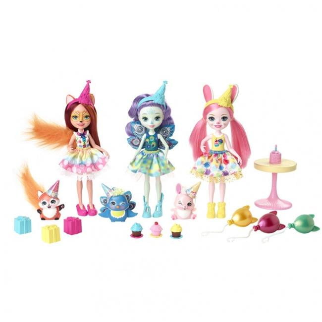 and pets Girls gift Set of toys Enchantimals Birthday with 3 dolls 22,5 cm 