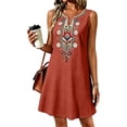 thumbnail image 5 of Yutgune Cotton Linen Plus Size Dress for Women Sleeveless Embroidered V Neck Boho Mini Sundress, 5 of 9