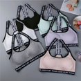 thumbnail image 1 of Women Student Letters Printed Spaghetti Straps Bra Removable Padded Seamless Bralette Teenage Girl SetPanties10 He Qiyong unisex, 1 of 1