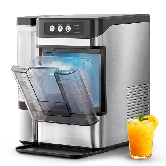 Nugget Ice Maker Countertop with Removable Tank, 41Lbs Per Day, One-Touch Fast Ice in 6 Mins, Self-Cleaning & Ultra Quiet for Home, Office, Party