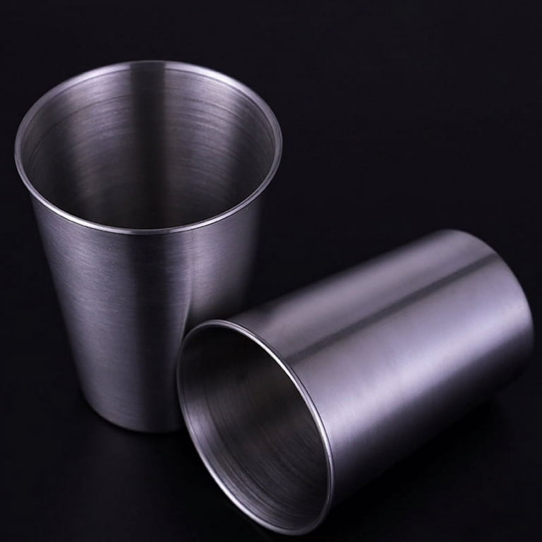 2 PCS Stainless Steel Cup 8/12.3/17.6oz Industrial Style Plain Metal Cup  Tumbler Stainless Steel Cup Metal Cup Tumblers Cold Drinks Industrial Style