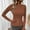 Brown, variant on WNEGSTG Long Sleeve Shirts for Women Ribbed Solid Color Sweater Slim Fitted Knitted Top Pullover Grey