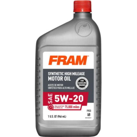 FRAM Full Synthetic High Mileage 5W20 Motor Oil 1 Quart
