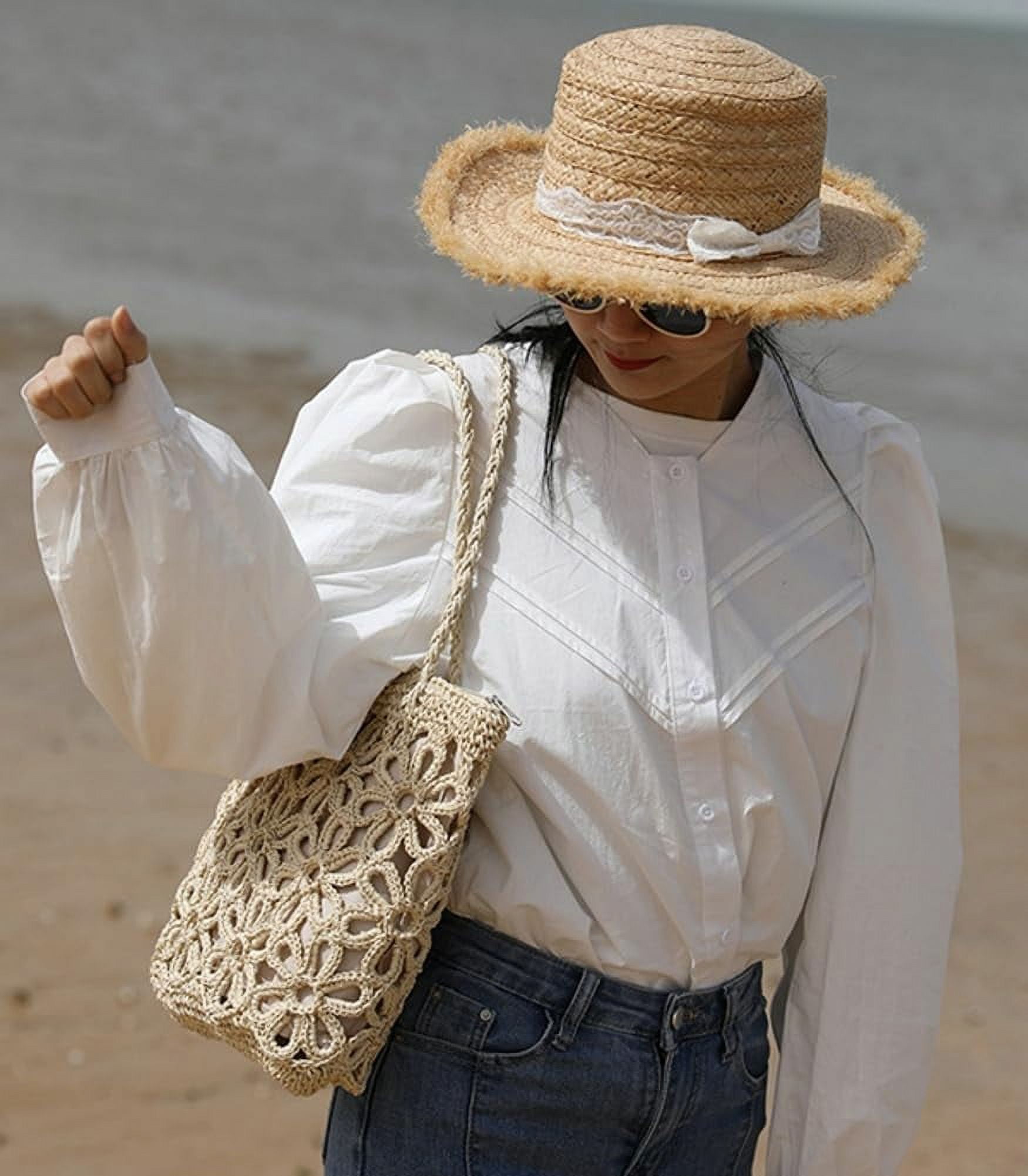 CoCoMangos Straw Woven Handbags for Women Hollow Shoulder Bag Large Flower Tote Purse Designer Top Handle Bag Beach Summer