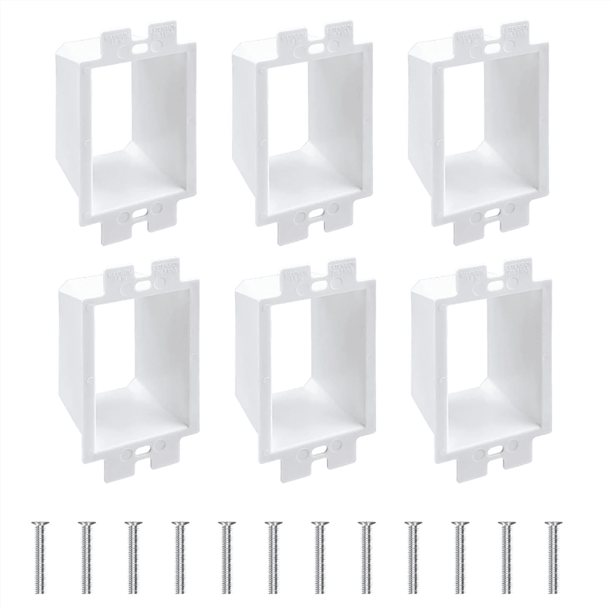 2-Gang BE2 Non-Metallic Electrical Outlet Box Extender – 6-Pack, ETL Listed, Fire Rated For 2 Hours, Includes Screws