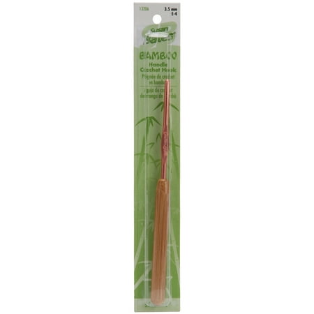 Susan Bates Bamboo Handle/Silvalume Head Crochet Hook 5.5"-Size E4/3.5mm