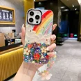 thumbnail image 1 of For iphone 15 Blu-ray Drops Glue Rainbow Phone Case 14promax Metal Frame with Lens Film 13pro with Back Clip 12 Protection Cover, 1 of 5