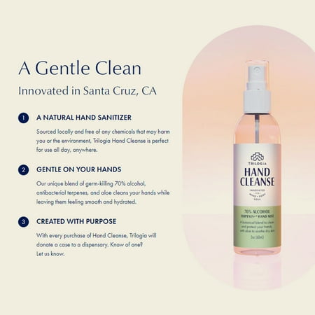 Trilogia Hand Sanitizer Spray with Moisturizing Aloe Vera 70% Alcohol Disinfectant 2 oz - 12 Pack