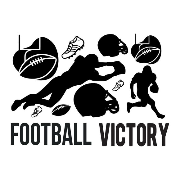 Holiday Gift Boys Football victory Active Sports Wall Decal Decoration Football Player Gear Vinyl Wall Art Decal Lasts Years and Easily Removable - Size: 34 in x 24 in