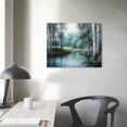 thumbnail image 3 of ARISTURING Birch Tree Wall Art Canvas Blue Landscape Nature Forest Painting Teal Mountain River Fall Picture, Large Artwork Textured Framed for Living Room Bedroom Bathroom Home 20x16 inch, 3 of 4