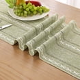 thumbnail image 2 of Table Runner and Placemats Set of 4, Yamaziot Washable Fabric Rectangle Dining Table Mats with Tassels, 13"x72" Table Flag & 13"x18" Place Mats, Hemstitch Green, 2 of 9