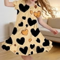 thumbnail image 2 of Atogsazn Girls Summer Hearts Nightgown Kids Flowy Ruffle Short Sleeve Loose Fit Dress Dressy Casual Dress Brown 4-5 Years Fashion, 2 of 9