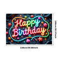 thumbnail image 2 of Yatrandify Colorful Stars Happy Birthday Neon Letter Banner for Birthday Party Celebration Decoration, 2 of 7