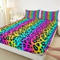 thumbnail image 3 of jejeloiu Rainbow Leopard Stripes Queen Sheet Sets,Modern Abstract Geometric Flat Sheet,Multicolor Cheetah Print Queen Fitted Sheet For Girl,Microfiber Bedroom Decor,4pcs, 3 of 7