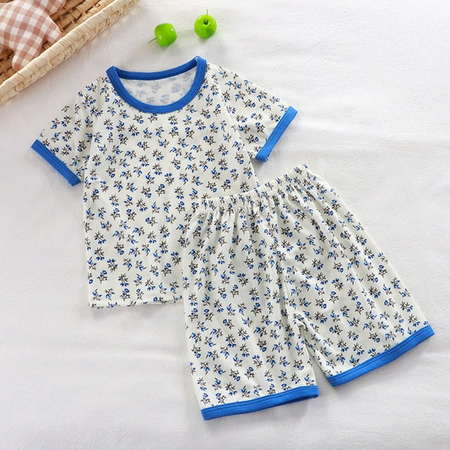 WEAIXIMIUNG Ensemble de Pyjama d'Été Doux 2 Pcs pour Tout-Petits Filles Garçons Chemise à Manches Courtes et Shorts 80