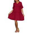thumbnail image 2 of INSPIRE CHIC Women's Mother's Days Maternity Dress Bohemian Tiered Ruffled Bell Sleeve Casual V Neck Boho Pregnancy Dresses XL Red, 2 of 6
