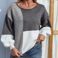 thumbnail image 2 of LYXSSBYX Women Fall Sweaters Dress for Women 2022 Hot Sale Clearance Women Casual Fashion Color Matching Pullover Long Sleeve Round-Neck Sweater, 2 of 6