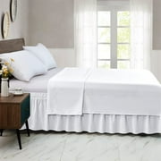 Debonair Wrap Around Ruffled Bed Skirt 15 Inch for Queen Size Beds, White