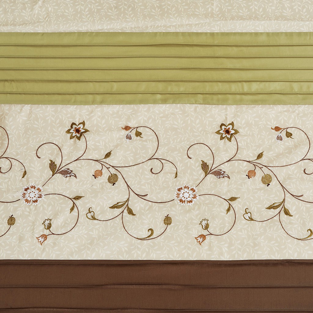 MAYEERTY Faux Silk Embroidered Floral Shower Curtain, Machine-Washable