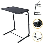 Table plateau TV avec porte-gobelet, plateau TV pliable sur lit et canapé, pieds réglables et 3 angles d'inclinaison