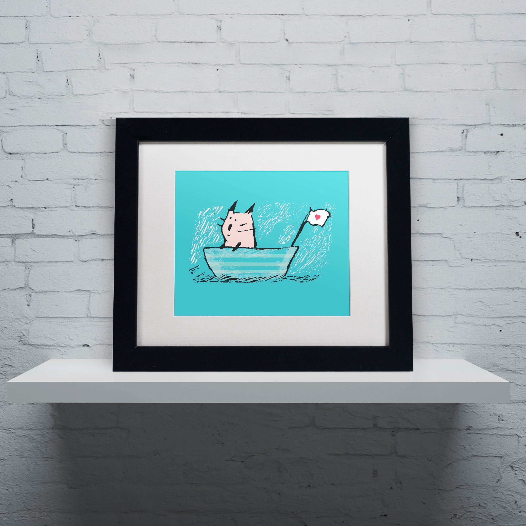 Carla Martell 'Sweet Sailor Cat' Matted Framed Art