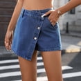 thumbnail image 6 of Kaemgyyd Denim Shorts Women Casual High Waisted Button up Asymmetrical Jean Skort Skirt Fashion Mini Shorts Streetwear, 6 of 7