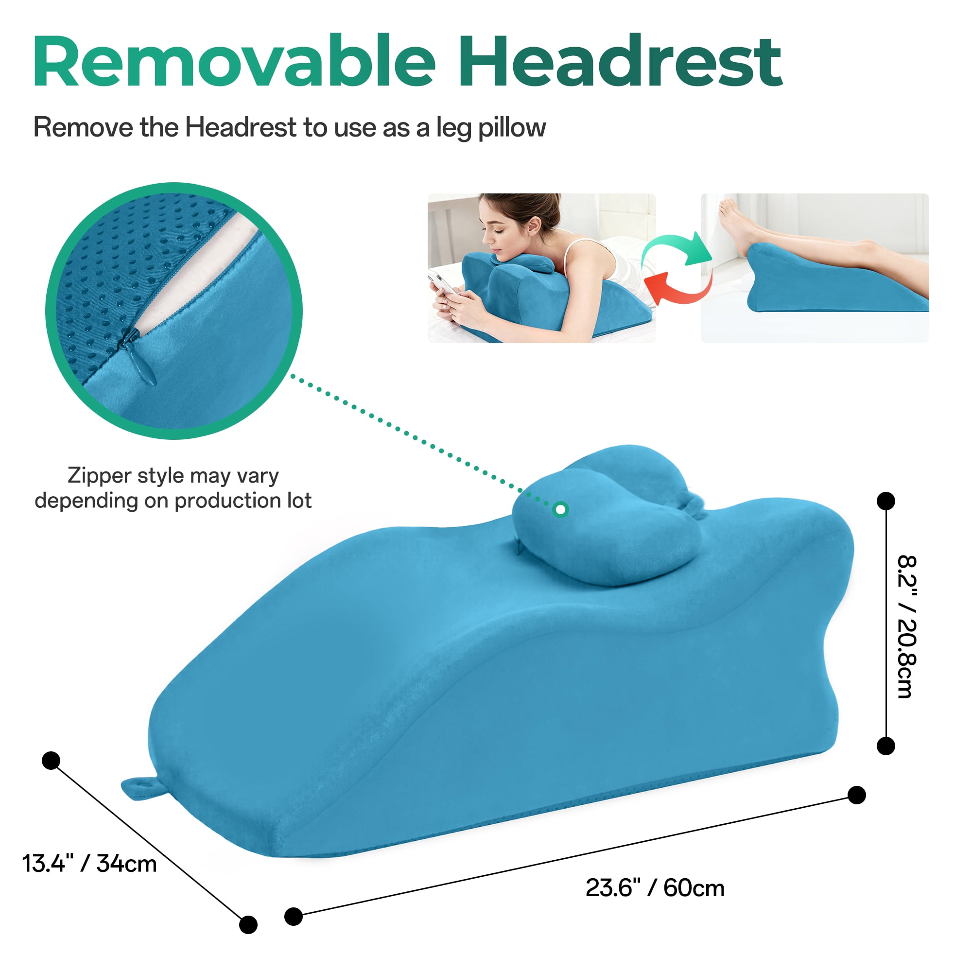 Memory Foam Contoured Support Pillow Neck Back Waist Leg Multi-Position Relaxation Cushion