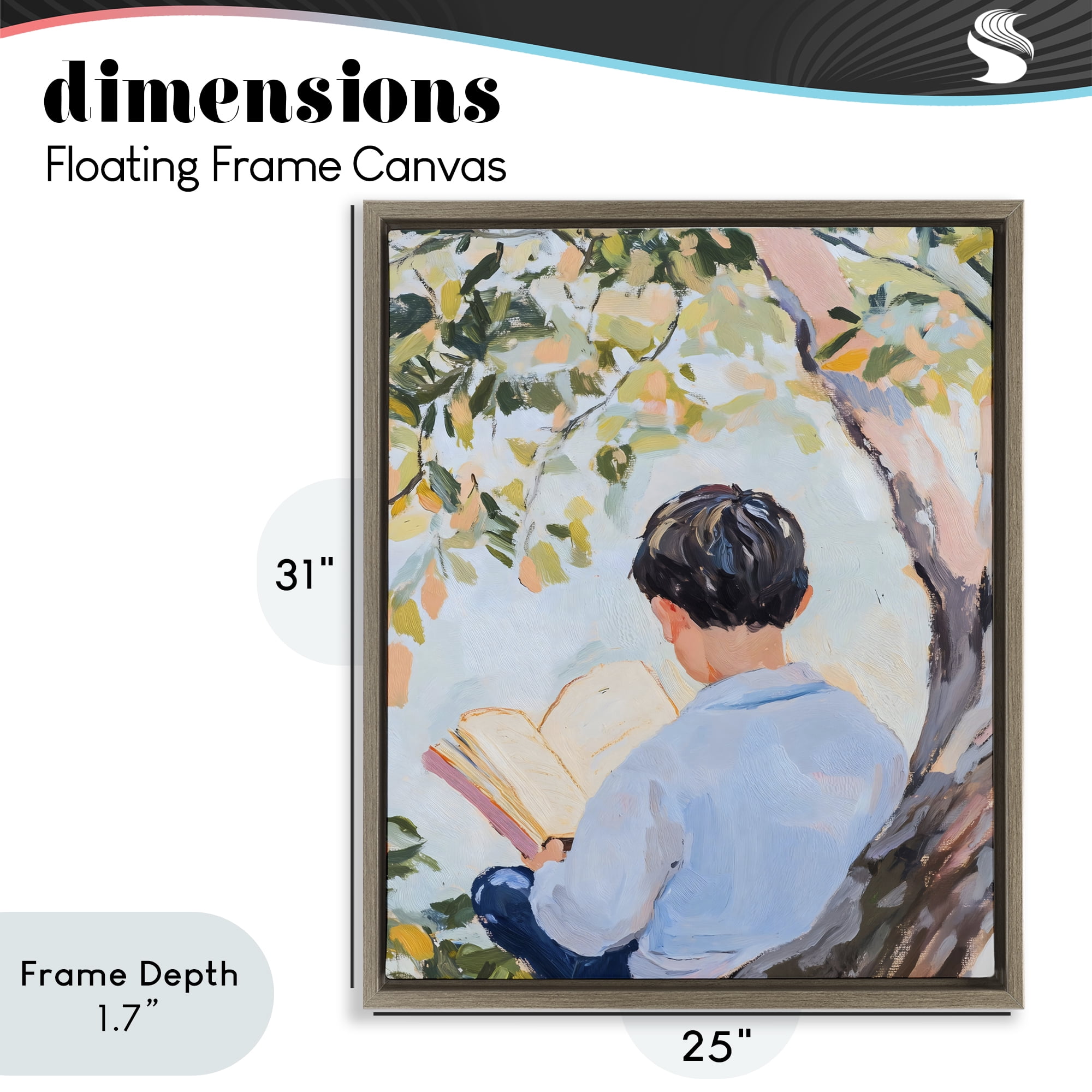 Stupell Industries Boy Reading in Nature Brown Framed Floater Canvas Wall Art, design by The Prints Vibe