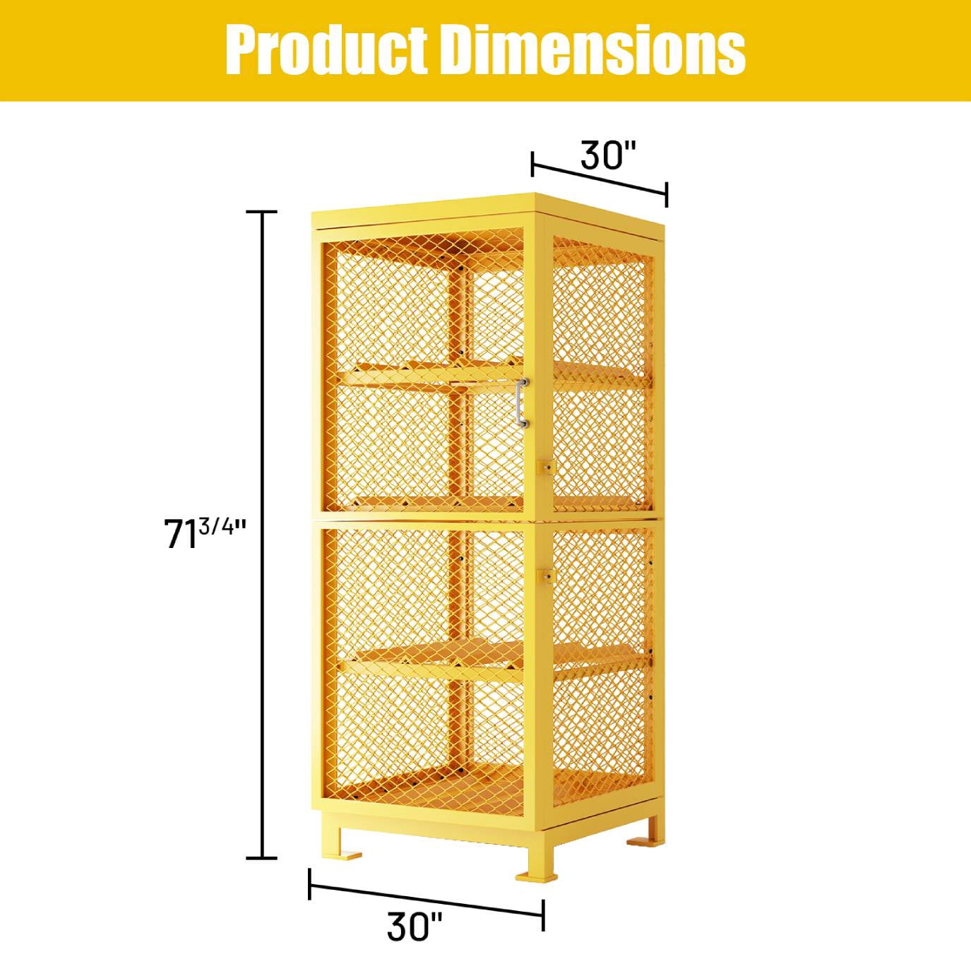 30"Lx30"Wx70"H Steel/Iron Horizontal Cylinder Storage Cabinet, 8 Cylinder Capacity, 4-Tier Propane Storage Cage, Gas Cylinder Cabinet w/Lockable Door