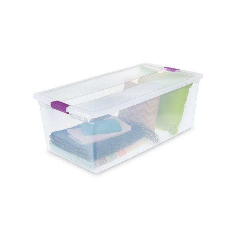 Sterilite 110 Qt Clear Storage Bins, Latching Containers, Secure