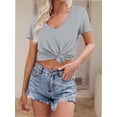 thumbnail image 2 of Women's T Shirts V-Neck Short Sleeve Athletic Shirts Tee Tops, 2 of 4