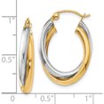 thumbnail image 4 of 14K Two-tone Polished Oval Hinged Hoop Earrings (22x18), 4 of 5