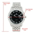 thumbnail image 2 of CHARLES RAYMOND Fully Iced Out Crystal Diamond Mens Watch w/Easy Read Date and w/Roman Numerals - Combo with Designer Hip Hop Blinged Out Bracelet and Ring- ST10226RND SLV BLK,10, 2 of 9